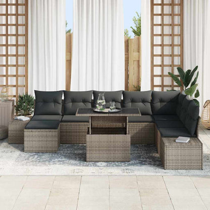 Garten-Sofa-Set mit Kissen 9 pcs Grau