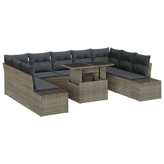 Garten-Sofa-Set mit Kissen 10 pcs Grau 100 x 55 x 73 cm
