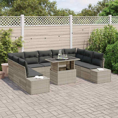 Garten-Sofa-Set mit Kissen 10 pcs Hellgrau 100 x 55 x 73 cm
