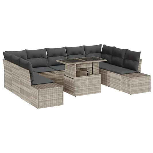 Garten-Sofa-Set mit Kissen 10 pcs Hellgrau 100 x 55 x 73 cm