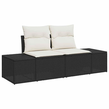 Garten-Sofa-Set 11 pcs Schwarz und Creme 100 x 55 x 73 cm