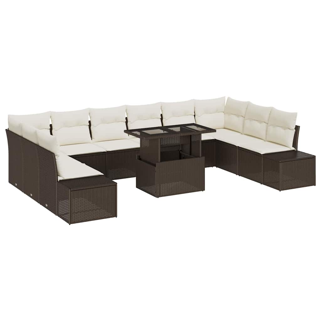 Garten-Sofa-Set 11 pcs Braun und Creme 100 x 55 x 73 cm