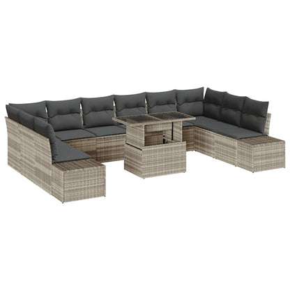 Garten-Sofa-Set mit Kissen 11 pcs Hellgrau 100 x 55 x 73 cm