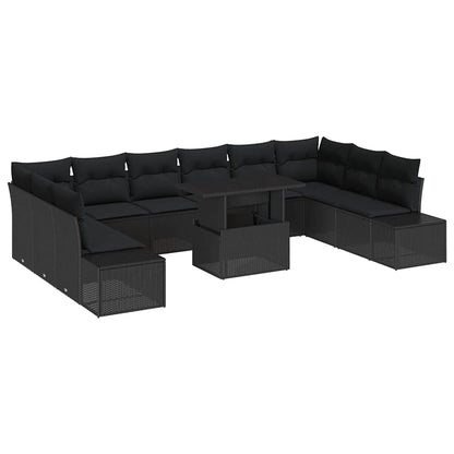 Garten-Sofa-Set mit Kissen 11 pcs Schwarz 100 x 55 x 73 cm