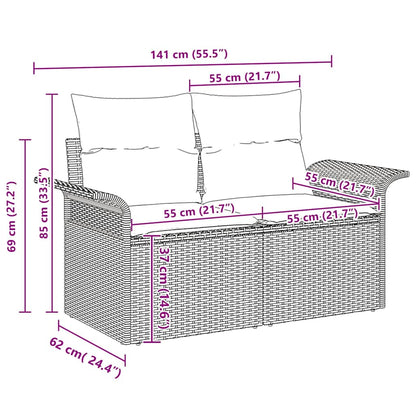 Garten-Sofa-Set 5 pcs Schwarz und Creme 100 x 55 x 73 cm
