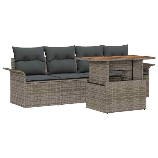 Garten-Sofa-Set mit Kissen 5 pcs Grau 100 x 55 x 73 cm