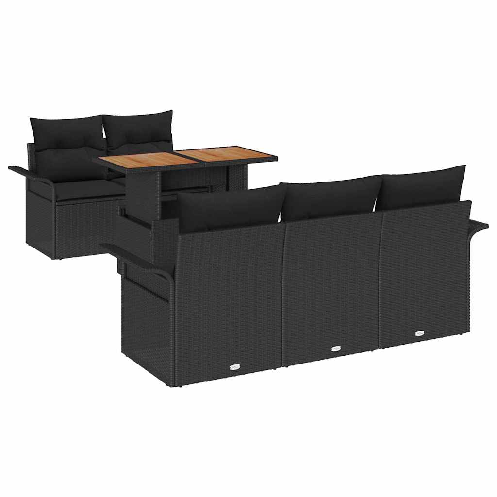 Garten-Sofa-Set mit Kissen 6 pcs Schwarz 100 x 55 x 73 cm