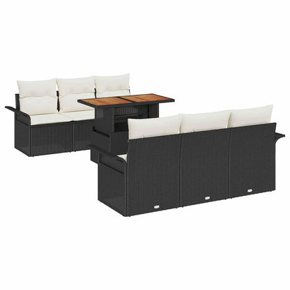 Garten-Sofa-Set 7 pcs Schwarz und Creme 100 x 55 x 73 cm