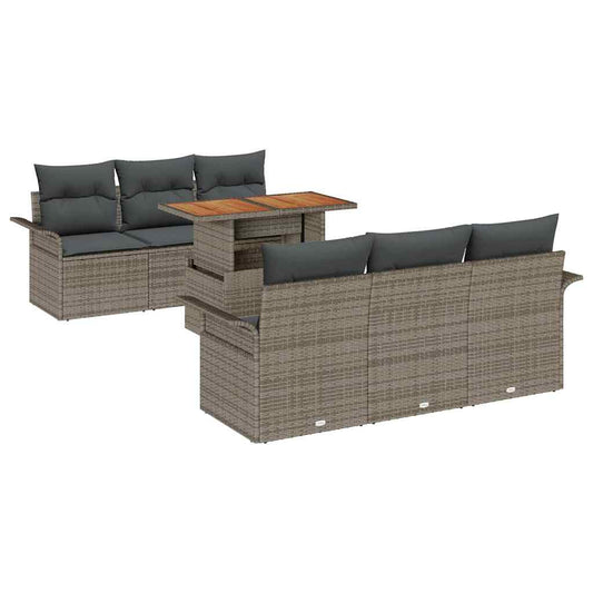Garten-Sofa-Set mit Kissen 7 pcs Grau 100 x 55 x 73 cm