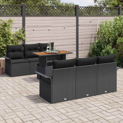 Garten-Sofa-Set mit Kissen 7 pcs Schwarz 100 x 55 x 73 cm