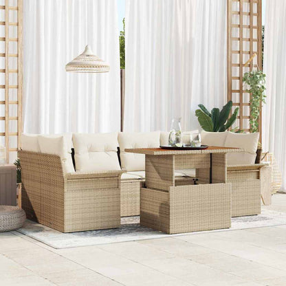 Garten-Sofa-Set 7 pcs Beige und Creme 100 x 55 x 73 cm