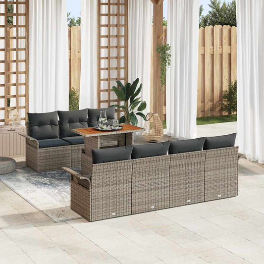 Garten-Sofa-Set mit Kissen 8 pcs Grau 100 x 55 x 73 cm
