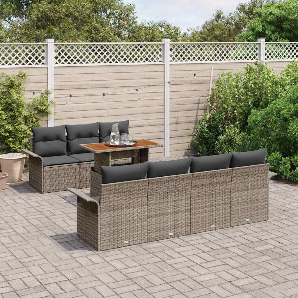 Garten-Sofa-Set mit Kissen 8 pcs Grau 100 x 55 x 73 cm