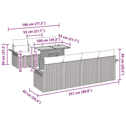 Garten-Sofa-Set mit Kissen 8 pcs Grau 100 x 55 x 73 cm
