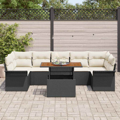 Garten-Sofa-Set 8 pcs Schwarz und Creme 100 x 55 x 73 cm