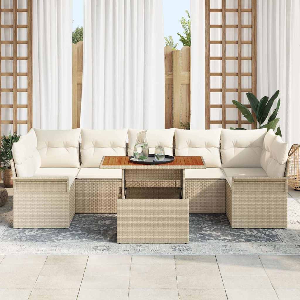 Garten-Sofa-Set 8 pcs Beige und Creme 100 x 55 x 73 cm