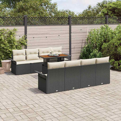 Garten-Sofa-Set 7 pcs Schwarz und Creme 100 x 55 x 73 cm