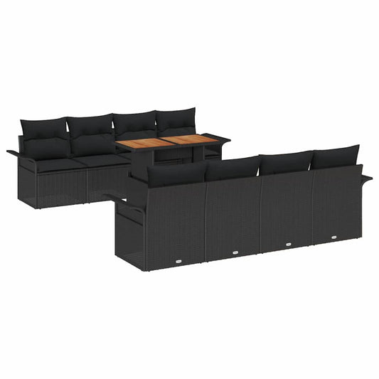 Garten-Sofa-Set mit Kissen 7 pcs Schwarz 100 x 55 x 73 cm