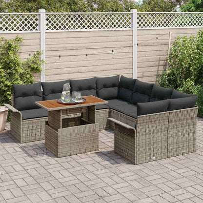 Garten-Sofa-Set mit Kissen 9 pcs Grau