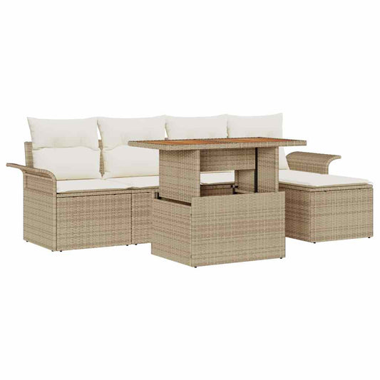Garten-Sofa-Set mit Kissen 6 pcs Beige und Creme