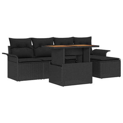 Garten-Sofa-Set mit Kissen 6 pcs Schwarz