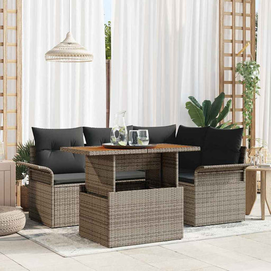 Garten-Sofa-Set mit Kissen Manuell 5 pcs Grau 100 x 55 x 73 cm
