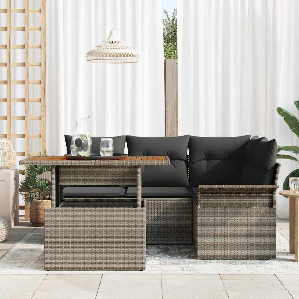 Garten-Sofa-Set mit Kissen Manuell 5 pcs Grau 100 x 55 x 73 cm
