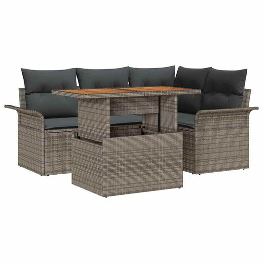 Garten-Sofa-Set mit Kissen Manuell 5 pcs Grau 100 x 55 x 73 cm