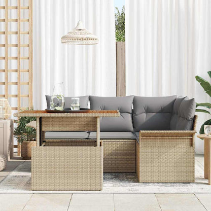 Garten-Sofa-Set 5 pcs Beige und Hellgrau 100 x 55 x 73 cm