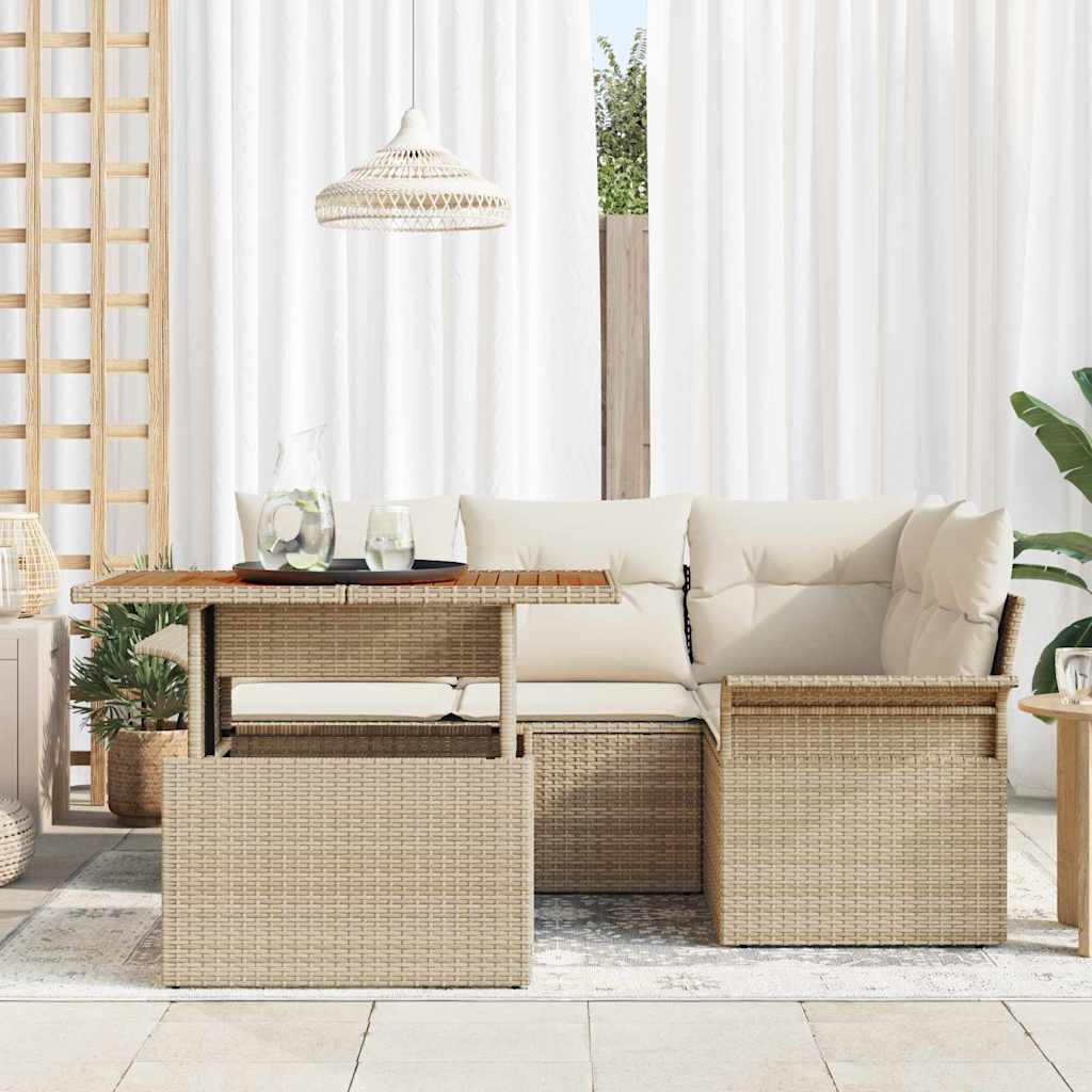 Garten-Sofa-Set 5 pcs Beige und Creme 100 x 55 x 73 cm