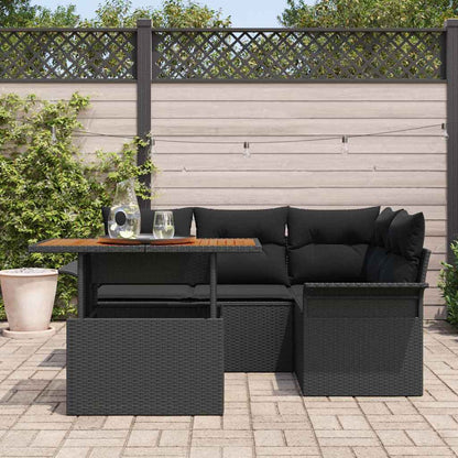 Garten-Sofa-Set mit Kissen 5 pcs Schwarz 100 x 55 x 73 cm