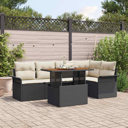 Garten-Sofa-Set 6 pcs Schwarz und Creme 100 x 55 x 73 cm