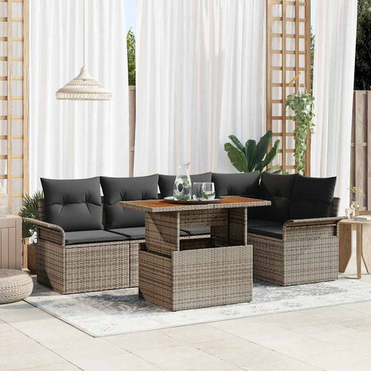 Garten-Sofa-Set mit Kissen 6 pcs Grau 100 x 55 x 73 cm