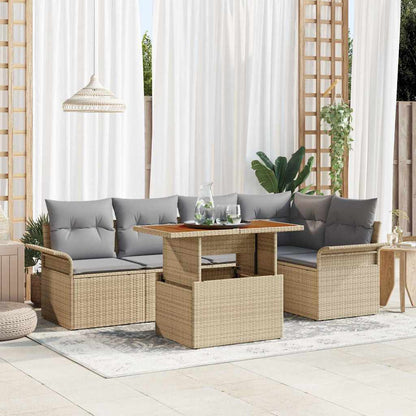 Garten-Sofa-Set 6 pcs Beige und Hellgrau 100 x 55 x 73 cm