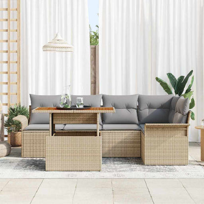 Garten-Sofa-Set 6 pcs Beige und Hellgrau 100 x 55 x 73 cm