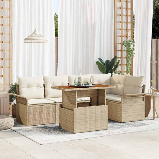 Garten-Sofa-Set 6 pcs Beige und Creme 100 x 55 x 73 cm