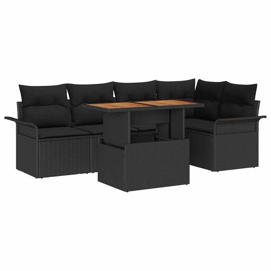 Garten-Sofa-Set mit Kissen 6 pcs Schwarz 100 x 55 x 73 cm