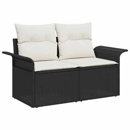 Garten-Sofa-Set 7 pcs Schwarz und Creme 100 x 55 x 73 cm