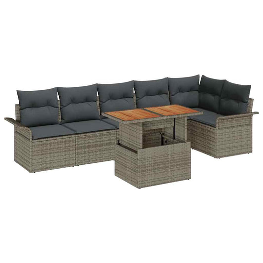 Garten-Sofa-Set mit Kissen 7 pcs Grau 100 x 55 x 73 cm