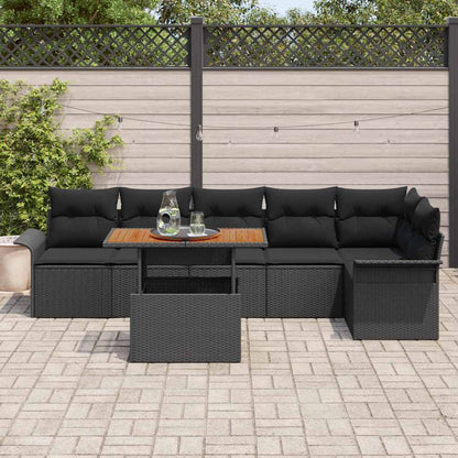 Garten-Sofa-Set mit Kissen 7 pcs Schwarz 100 x 55 x 73 cm
