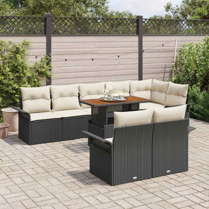 Garten-Sofa-Set 9 pcs Schwarz und Creme 100 x 55 x 73 cm