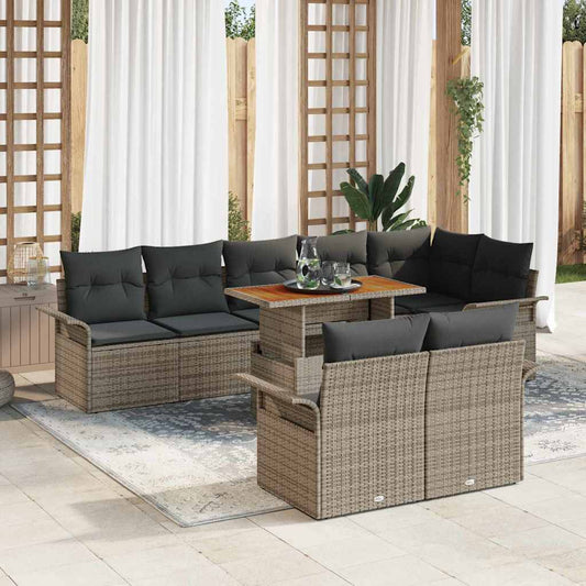 Garten-Sofa-Set mit Kissen 9 pcs Grau 100 x 55 x 73 cm