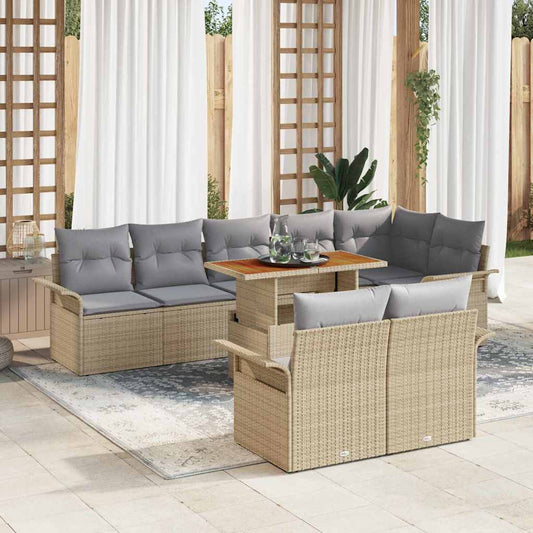 Garten-Sofa-Set 9 pcs Beige und Hellgrau 100 x 55 x 73 cm
