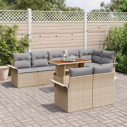 Garten-Sofa-Set 9 pcs Beige und Hellgrau 100 x 55 x 73 cm