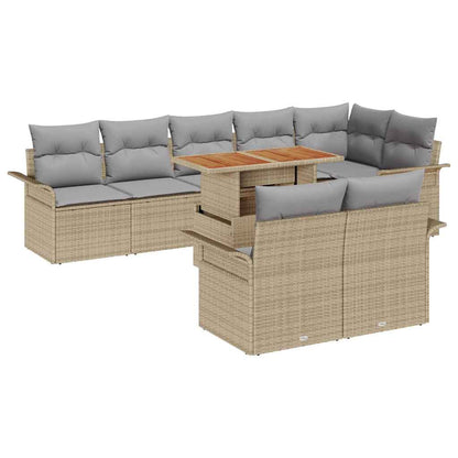 Garten-Sofa-Set 9 pcs Beige und Hellgrau 100 x 55 x 73 cm