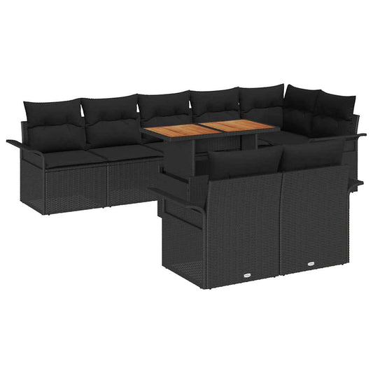 Garten-Sofa-Set mit Kissen 9 pcs Schwarz 100 x 55 x 73 cm