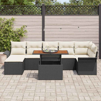 Garten-Sofa-Set mit Kissen 8 pcs Schwarz und Creme