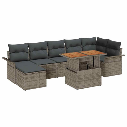Garten-Sofa-Set mit Kissen 8 pcs Grau