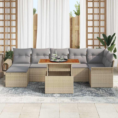 Garten-Sofa-Set mit Kissen 8 pcs Beige und Hellgrau