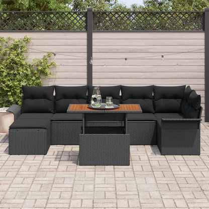 Garten-Sofa-Set mit Kissen 8 pcs Schwarz